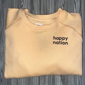 Girls Happy Nation Cropped Peach Sweatshirt
